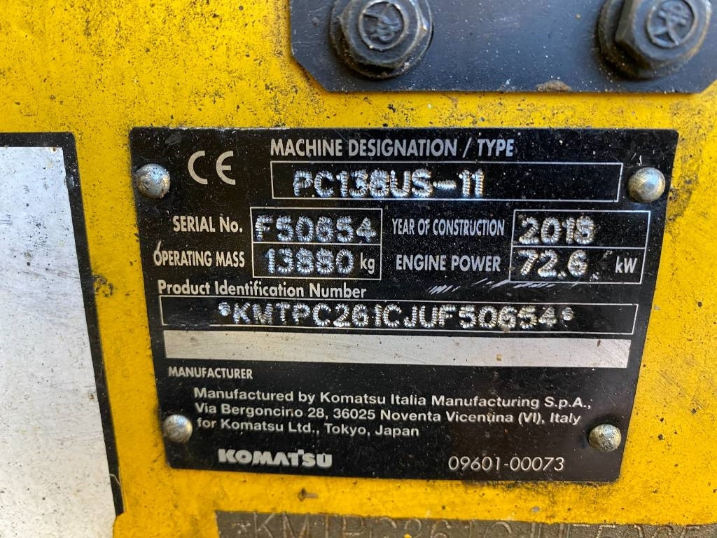 Гусеничный экскаватор Komatsu PC 138 US-11 1er Main / Certificat CE Origine Fran: фото 8