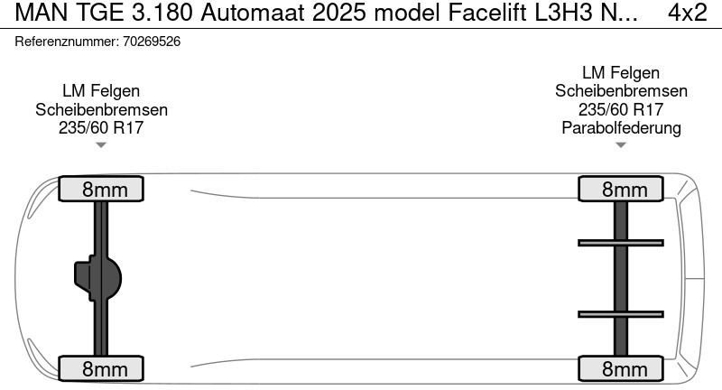 Новый Цельнометаллический фургон MAN TGE 3.180 Automaat 2025 model Facelift L3H3 Navi CarPlay Camera L2H2 11m3 Airco Cruise control: фото 19