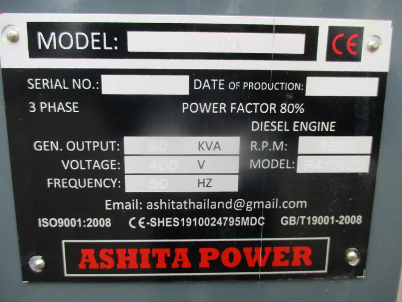 Новый Электрогенератор Ashita AG3-90 , New Diesel generator , 90 KVA, 3 Phase: фото 14