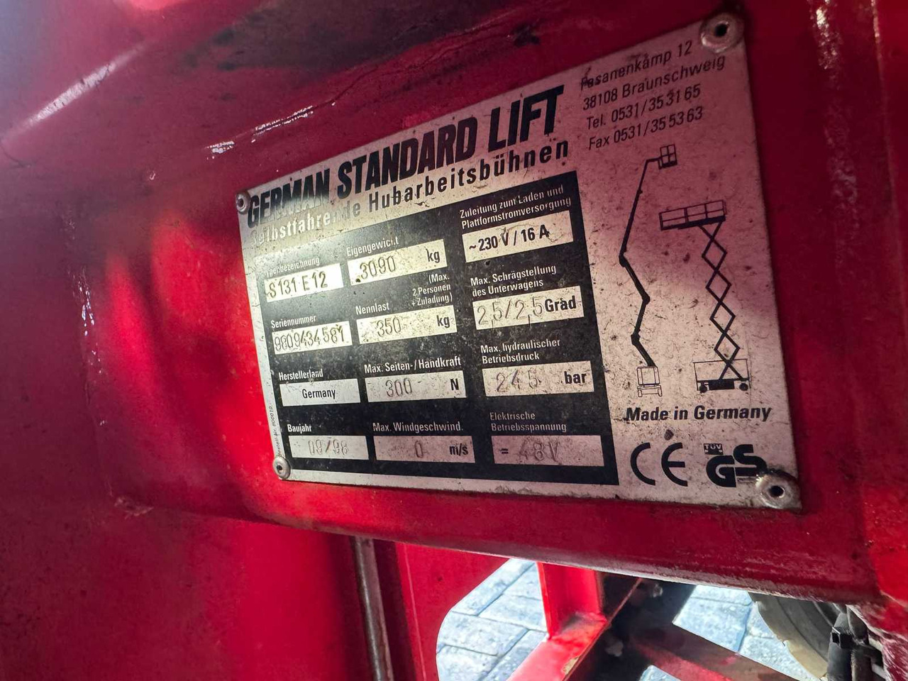 Подъёмник German standard lift S131 E12: фото 11