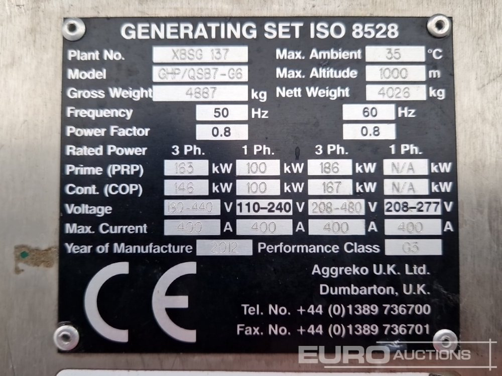 Электрогенератор 2012 Aggreko 210kVA: фото 19