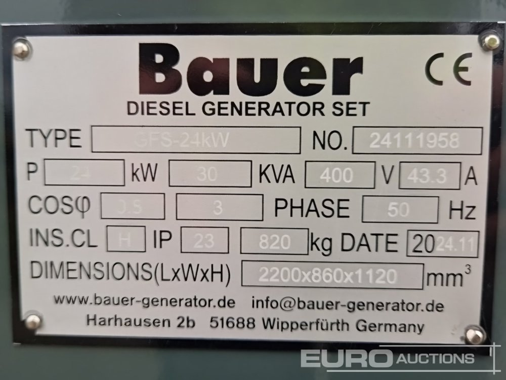 Электрогенератор Unused Bauer GFS-24KW: фото 14