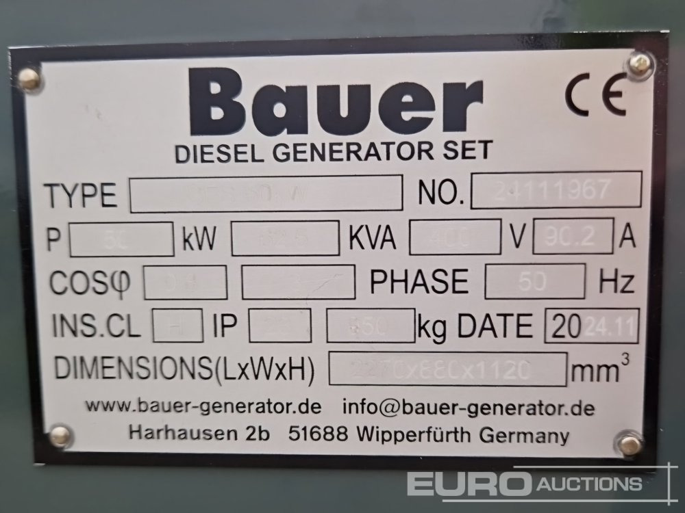 Электрогенератор Unused Bauer GFS-50KW: фото 13