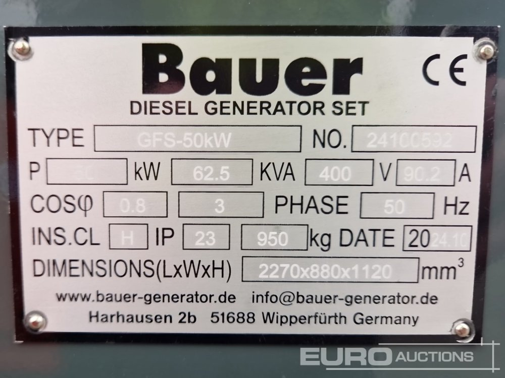 Электрогенератор Unused Bauer GFS-50KW: фото 13