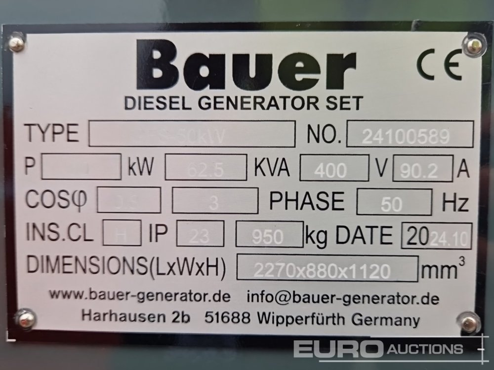 Электрогенератор Unused Bauer GFS-50KW: фото 13